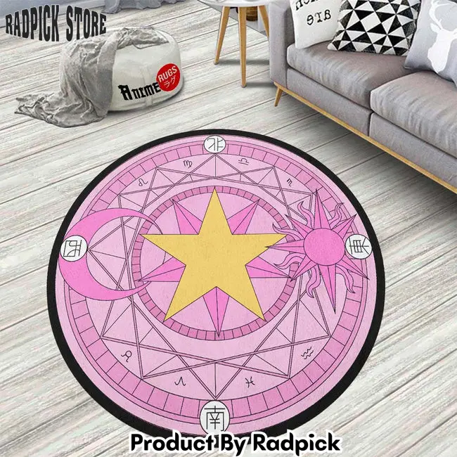 Pink magic circles round rug custom cardcaptor sakura anime circle carpet  rp5958889
